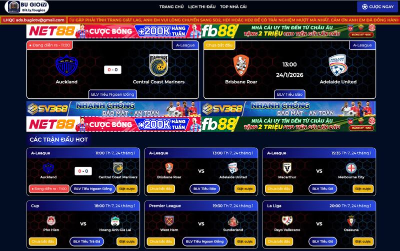 Giao diện trực quan giúp người xem dễ dàng kiếm tìm trận cầu