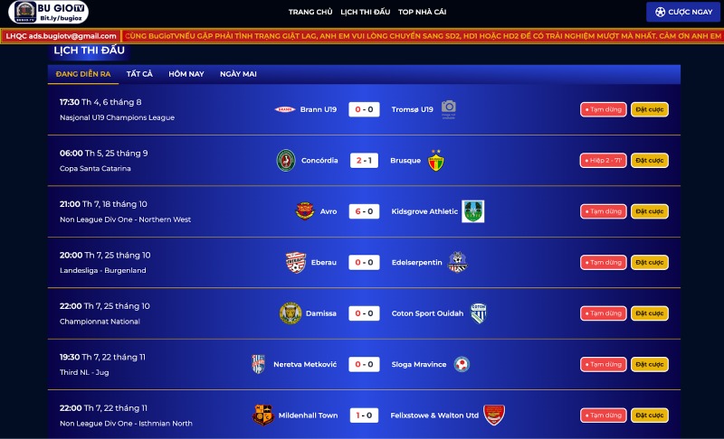 Bù Giờ TV tạo cho người xem cơ hội theo dõi những giải đấu top đầu trên thế giới